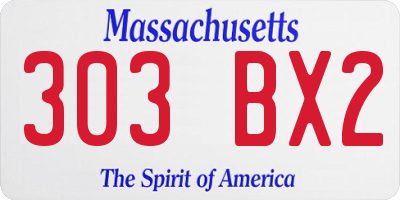 MA license plate 303BX2