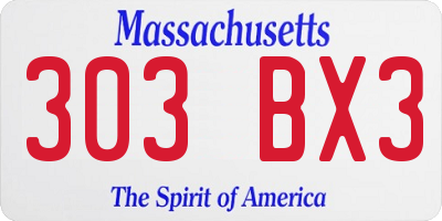 MA license plate 303BX3