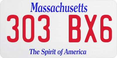 MA license plate 303BX6