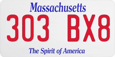 MA license plate 303BX8