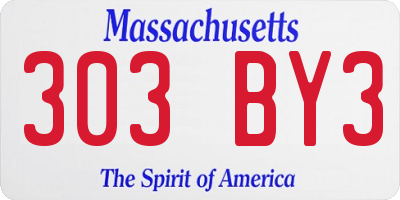 MA license plate 303BY3