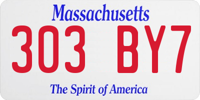 MA license plate 303BY7