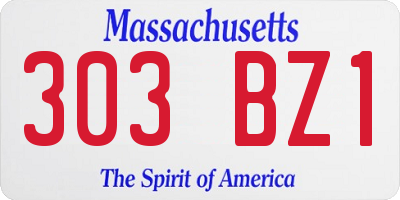 MA license plate 303BZ1