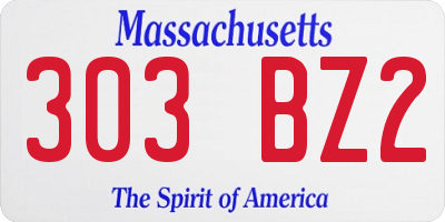 MA license plate 303BZ2