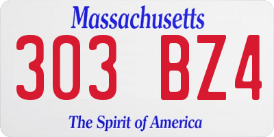 MA license plate 303BZ4
