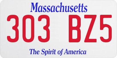 MA license plate 303BZ5
