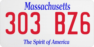 MA license plate 303BZ6