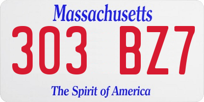 MA license plate 303BZ7