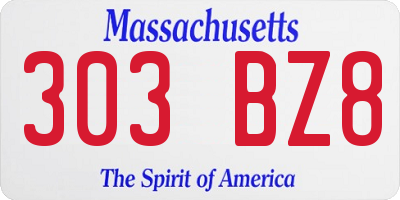 MA license plate 303BZ8