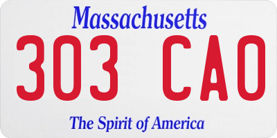 MA license plate 303CA0