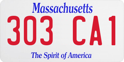 MA license plate 303CA1