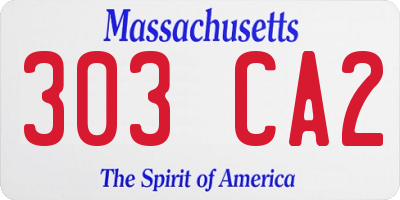 MA license plate 303CA2