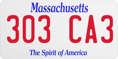 MA license plate 303CA3