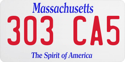 MA license plate 303CA5