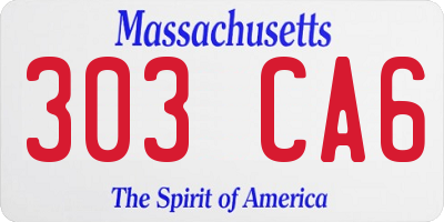 MA license plate 303CA6