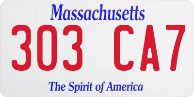 MA license plate 303CA7