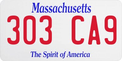 MA license plate 303CA9