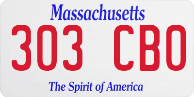 MA license plate 303CB0