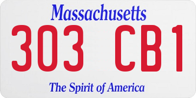 MA license plate 303CB1
