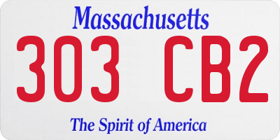MA license plate 303CB2