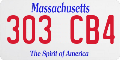 MA license plate 303CB4