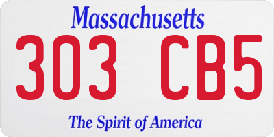 MA license plate 303CB5