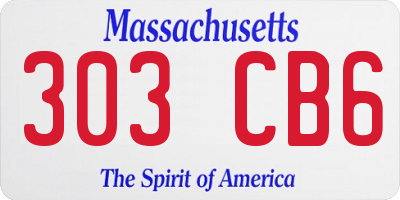 MA license plate 303CB6