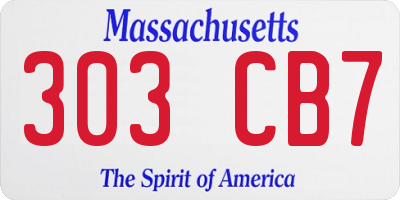 MA license plate 303CB7