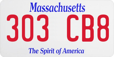 MA license plate 303CB8
