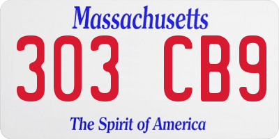 MA license plate 303CB9