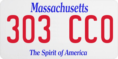 MA license plate 303CC0