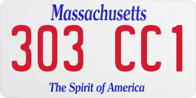 MA license plate 303CC1