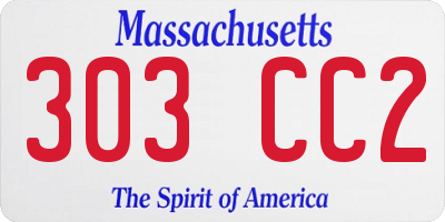 MA license plate 303CC2