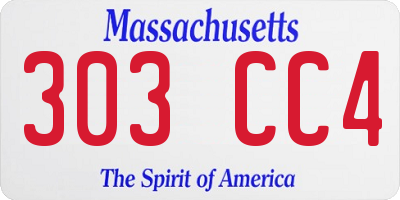 MA license plate 303CC4