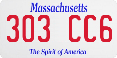 MA license plate 303CC6