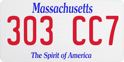 MA license plate 303CC7