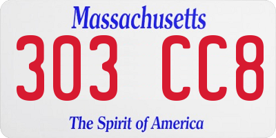 MA license plate 303CC8