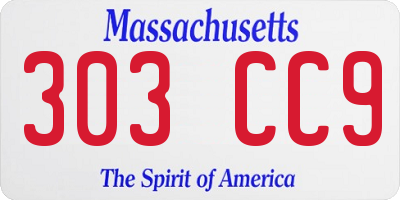 MA license plate 303CC9