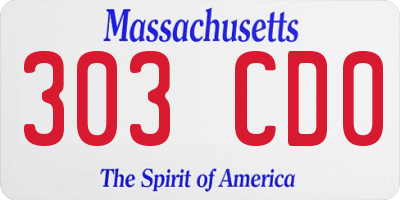 MA license plate 303CD0
