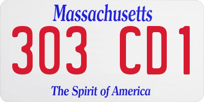 MA license plate 303CD1