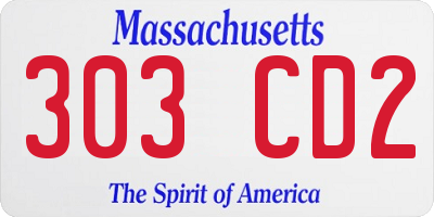 MA license plate 303CD2