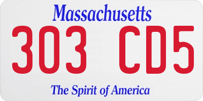 MA license plate 303CD5