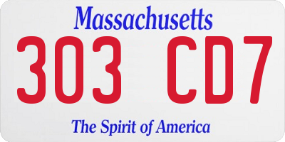 MA license plate 303CD7