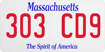 MA license plate 303CD9