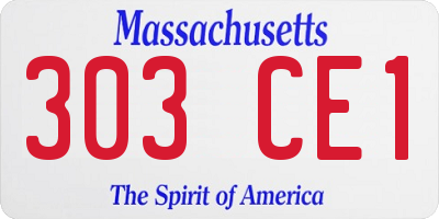 MA license plate 303CE1