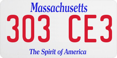 MA license plate 303CE3