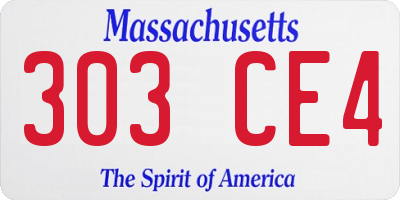 MA license plate 303CE4