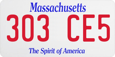 MA license plate 303CE5