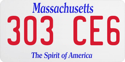 MA license plate 303CE6