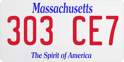 MA license plate 303CE7
